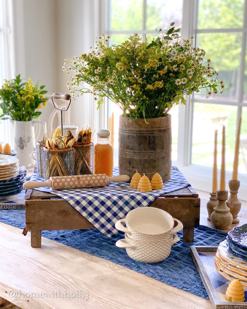 Black and Yellow Bee Themed Fall Tablescape - Home With Holly J