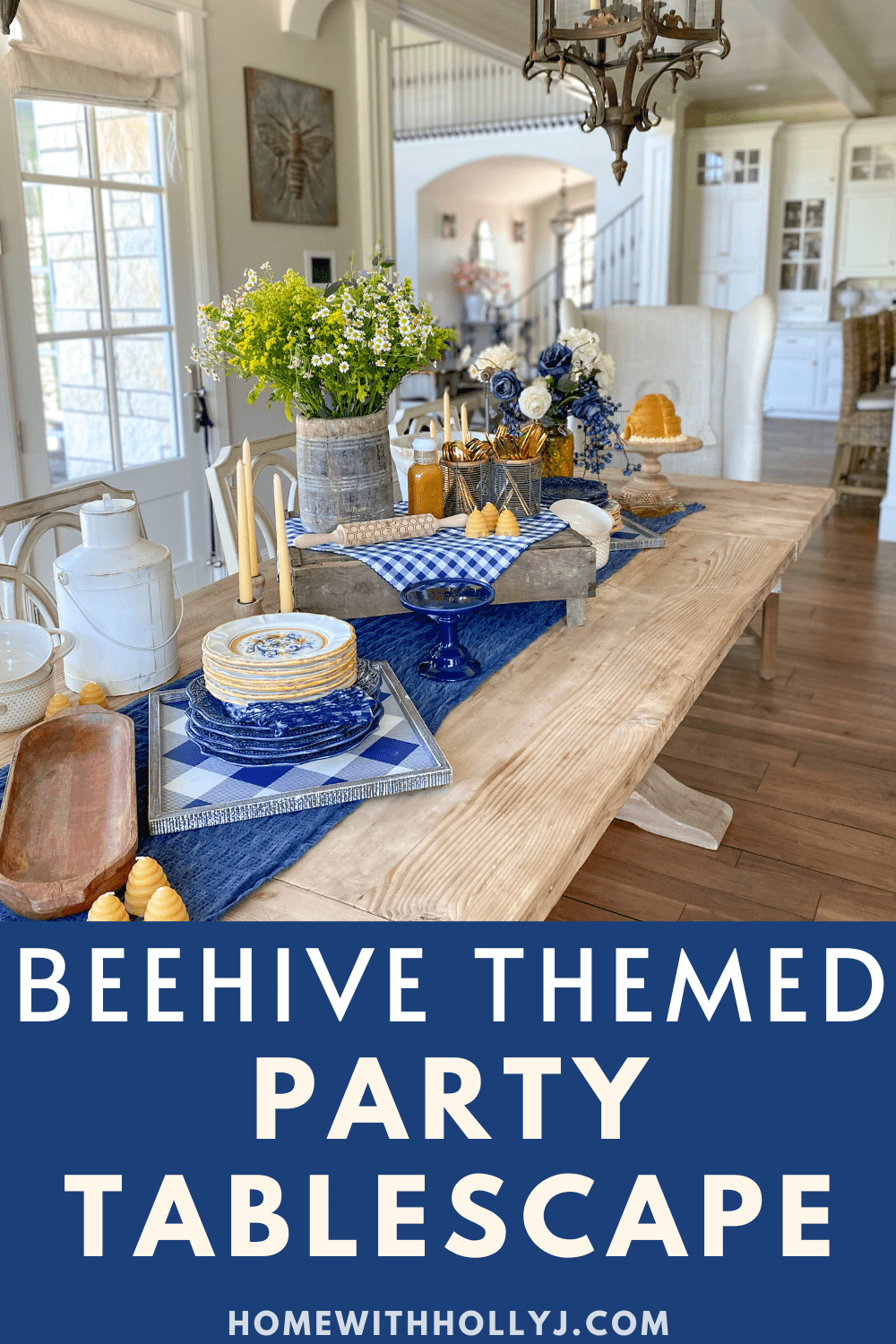 Since Utah is the Beehive State, today I am sharing my bee themed party tablescape inspiration featuring all things beehive!