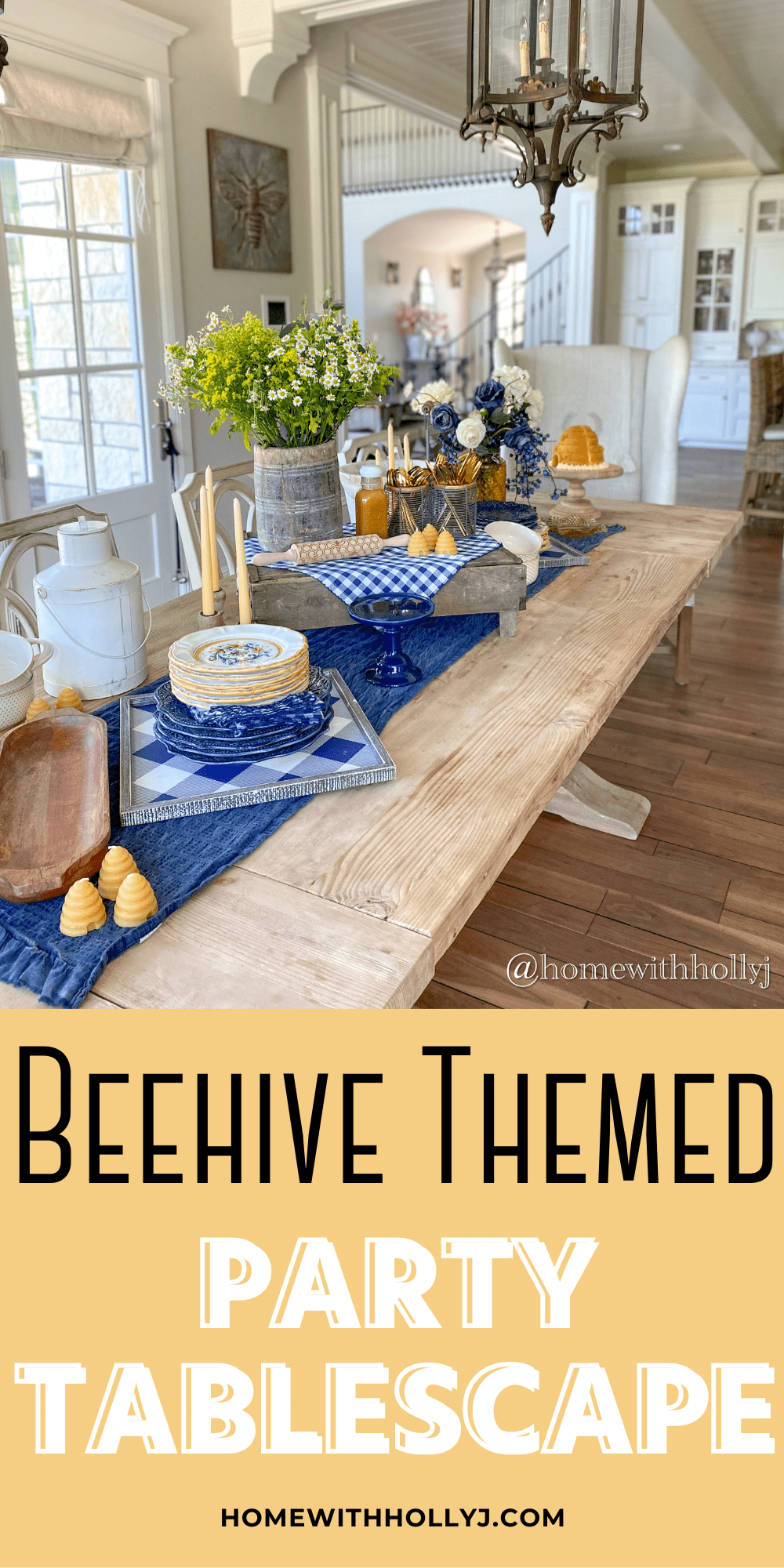 Since Utah is the Beehive State, today I am sharing my bee themed party tablescape inspiration featuring all things beehive!