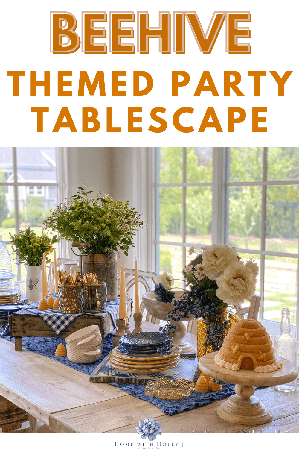 Since Utah is the Beehive State, today I am sharing my bee themed party tablescape inspiration featuring all things beehive!