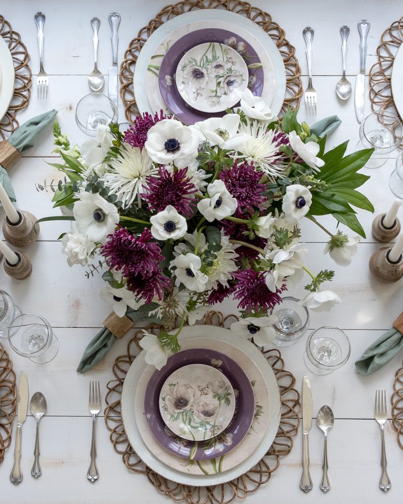 anemone flowers summer tablescape