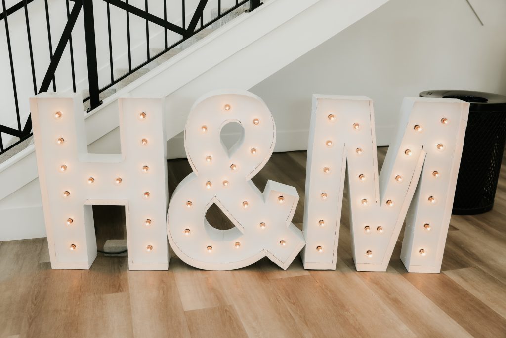 bride and groom initials