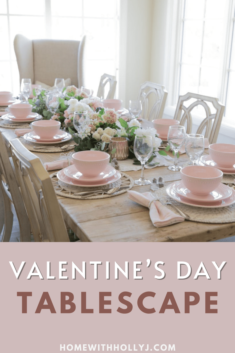 Sharing how to create a beautiful pink and white Valentines Day Tablescape featuring lots of pink and white accessories
