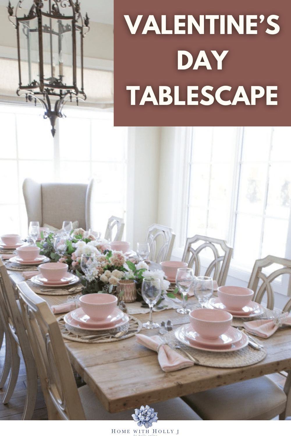 Sharing how to create a beautiful pink and white Valentines Day Tablescape featuring lots of pink and white accessories