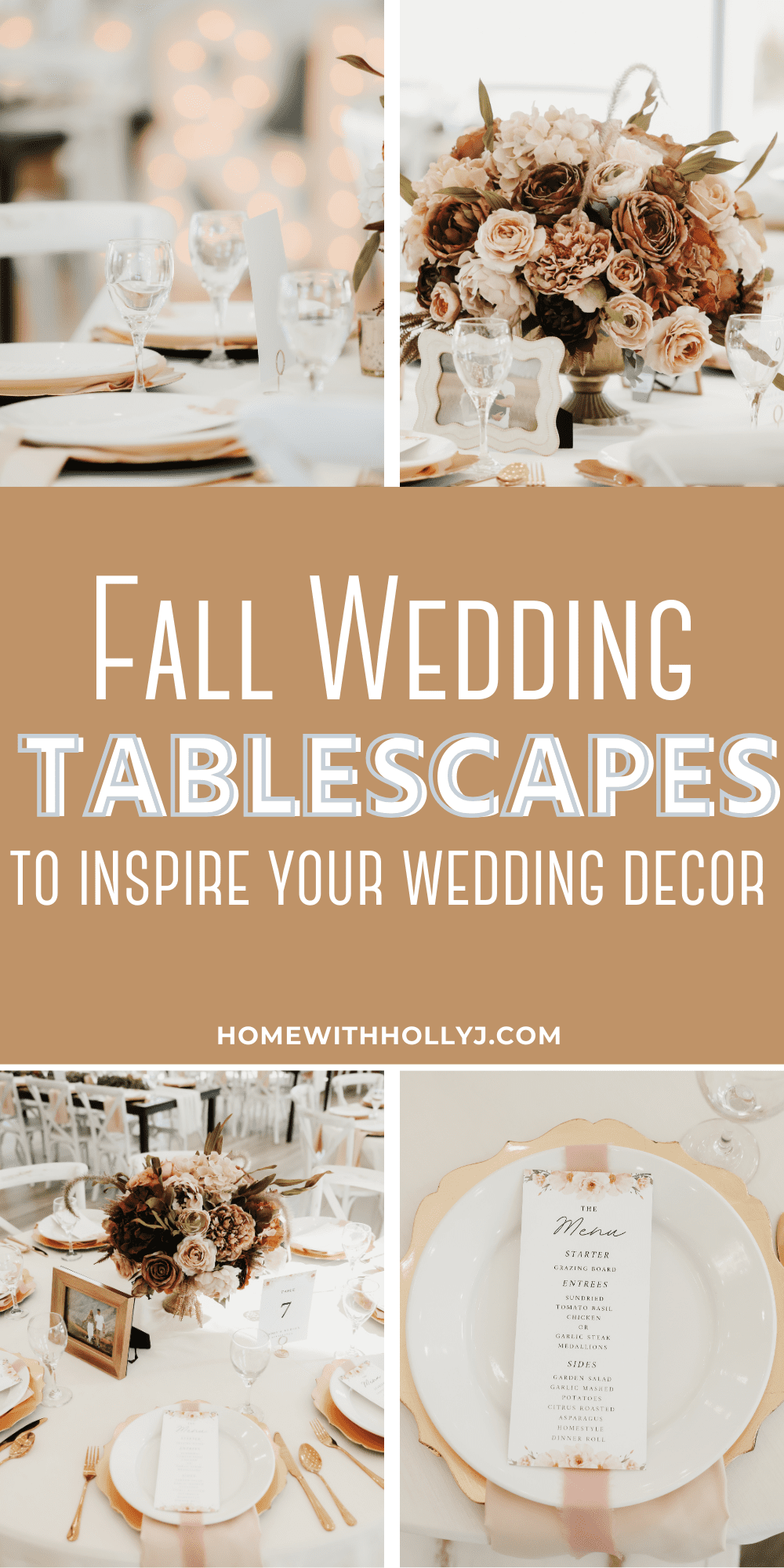 Planning a fall wedding? Get inspired by our fall wedding tablescapes that I put together for my daughter's wedding. Check them out here.