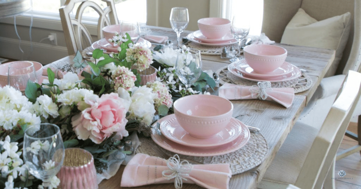 Valentines Day Tablescape | Pink And White Table Setting