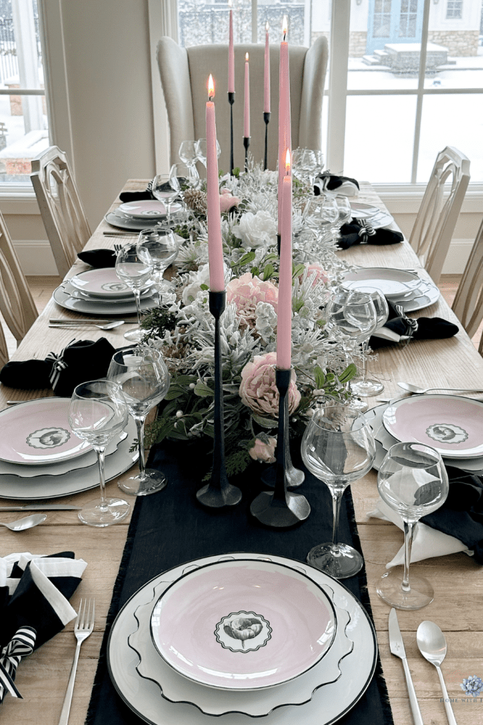 Pink, Black, and White Tablescape with Vista Alegre