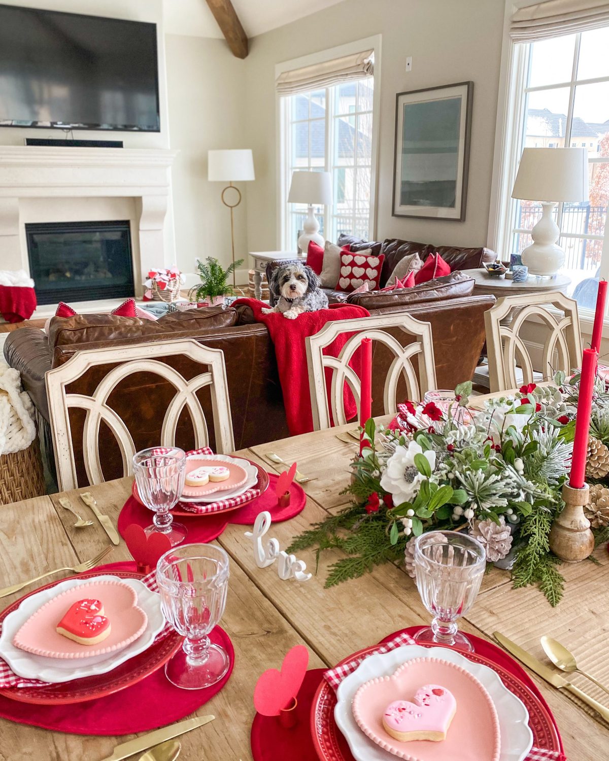 Red, White, and Pink Valentines Day Tablescape Ideas - Home With Holly J