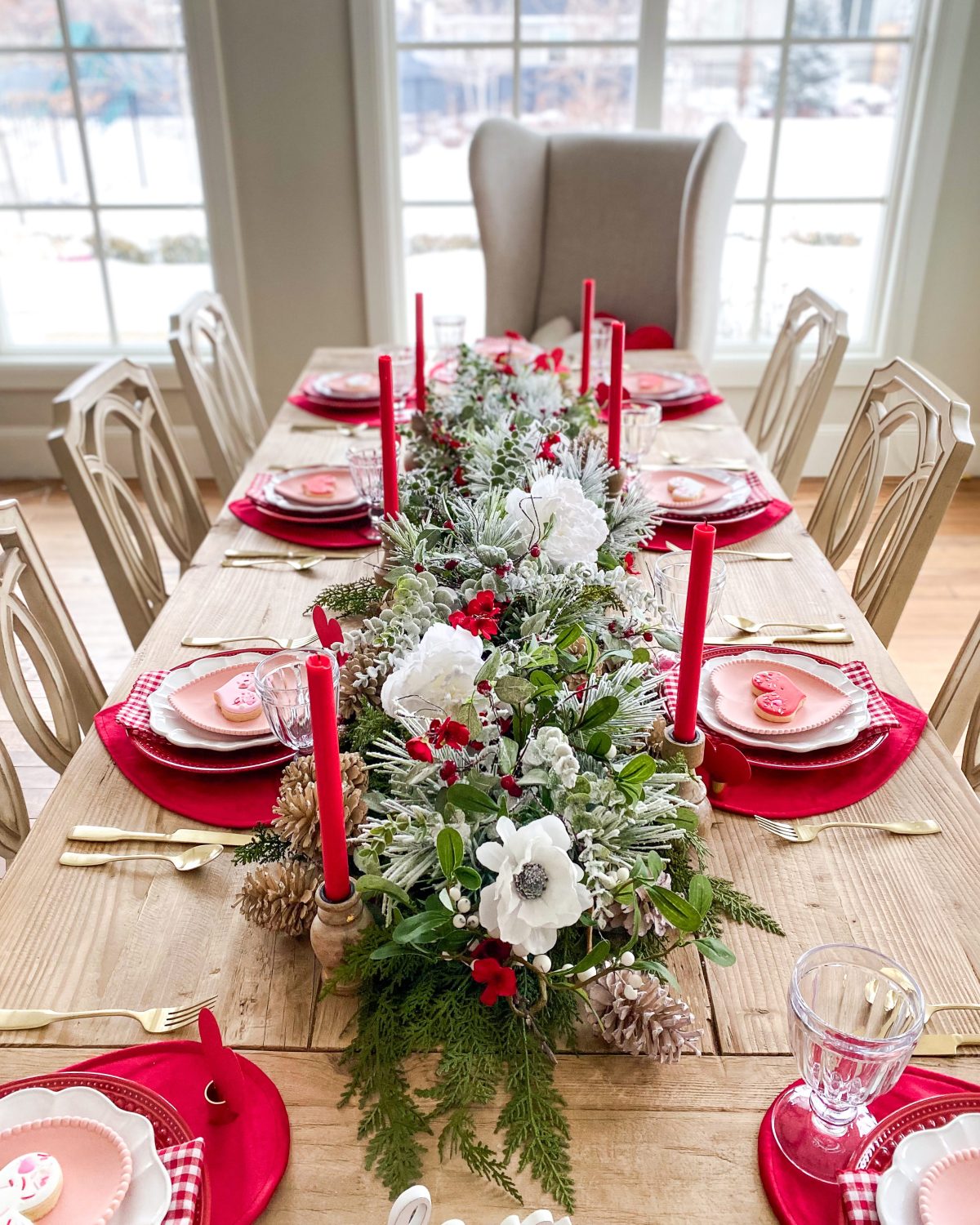 Red, White, and Pink Valentines Day Tablescape Ideas - Home With Holly J