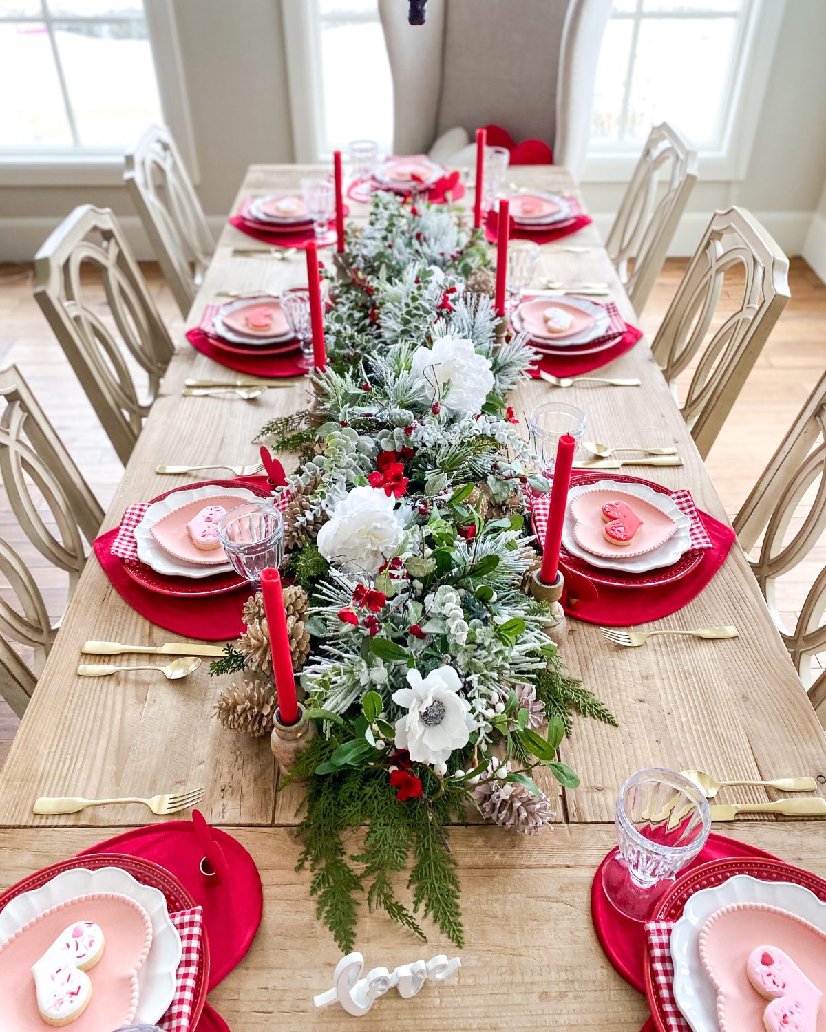 Red, White, and Pink Valentines Day Tablescape Ideas - Home With Holly J