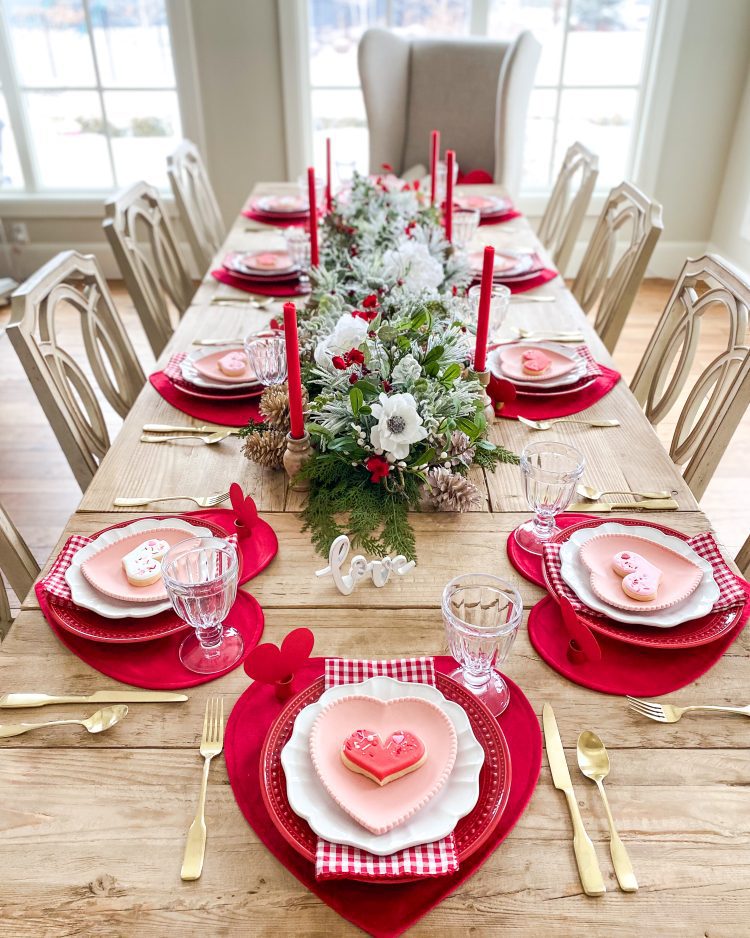 Red, White, and Pink Valentines Day Tablescape Ideas - Home With Holly J