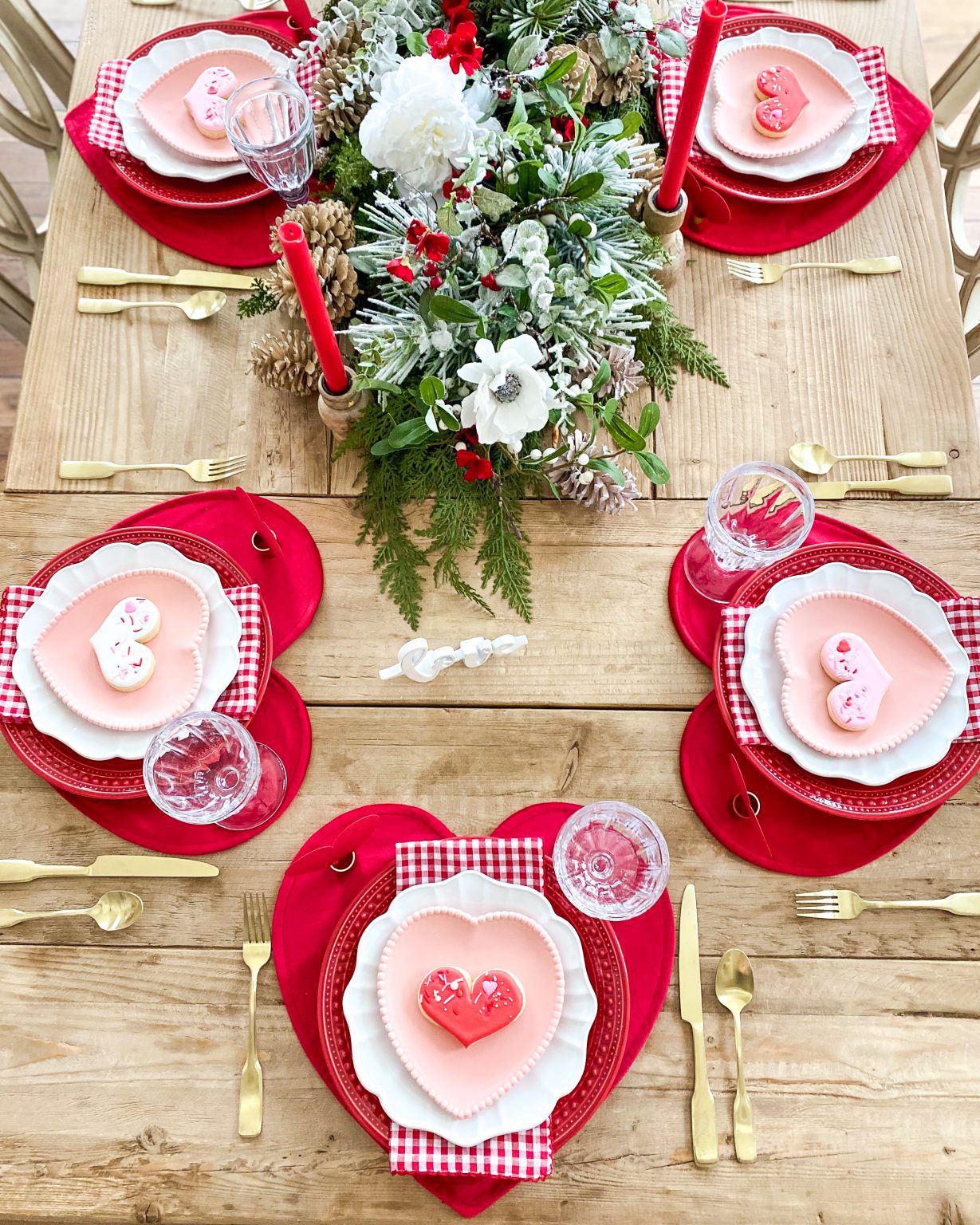 Red, White, and Pink Valentines Day Tablescape Ideas - Home With Holly J