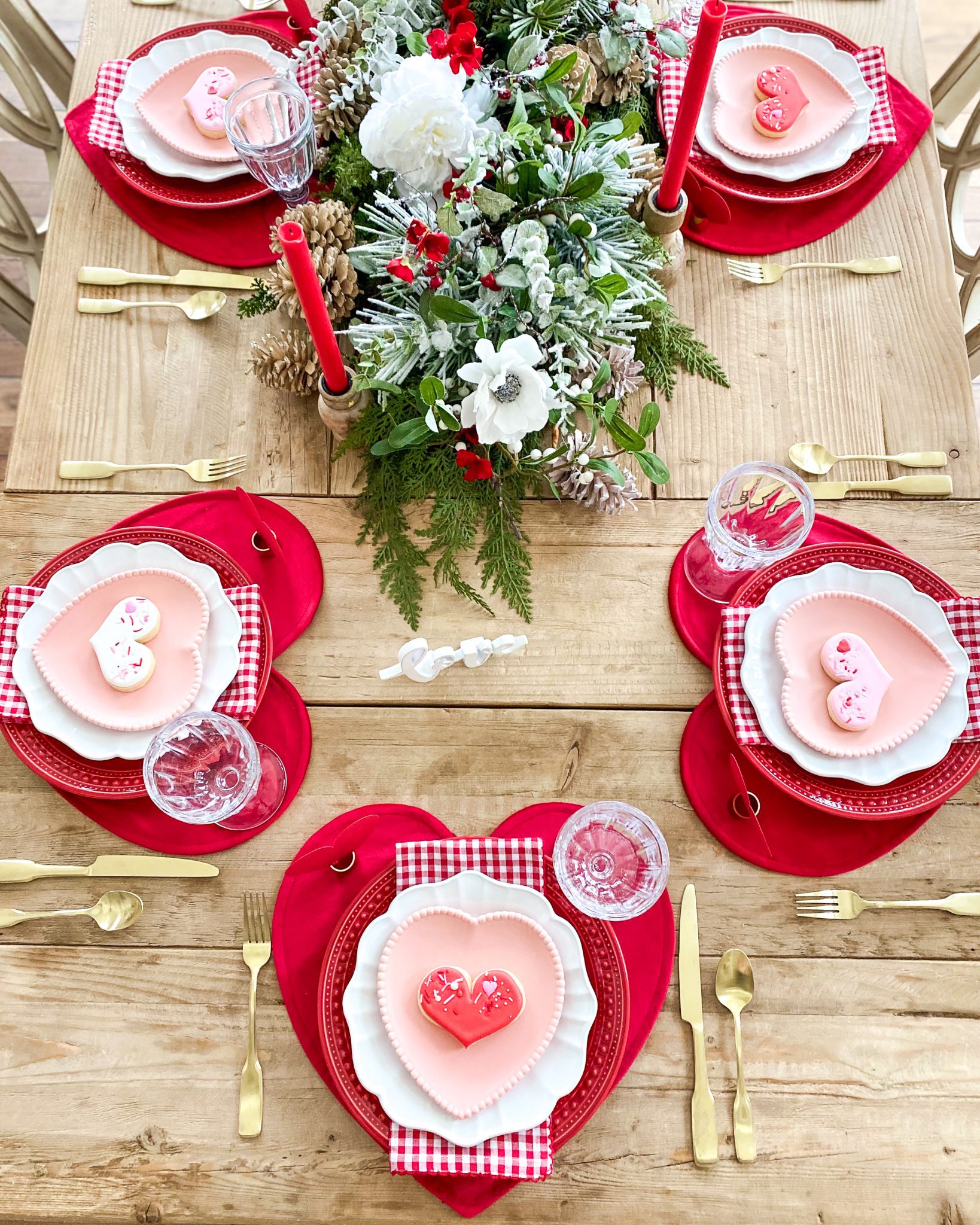 Red, White, and Pink Valentines Day Tablescape Ideas - Home With Holly J