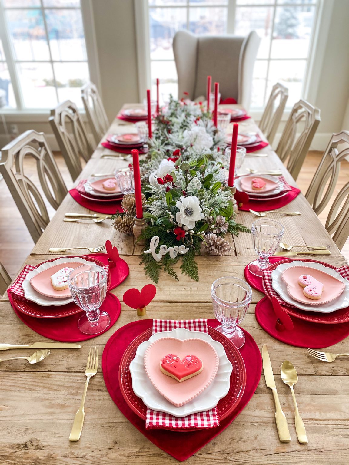 Red, White, and Pink Valentines Day Tablescape Ideas - Home With Holly J