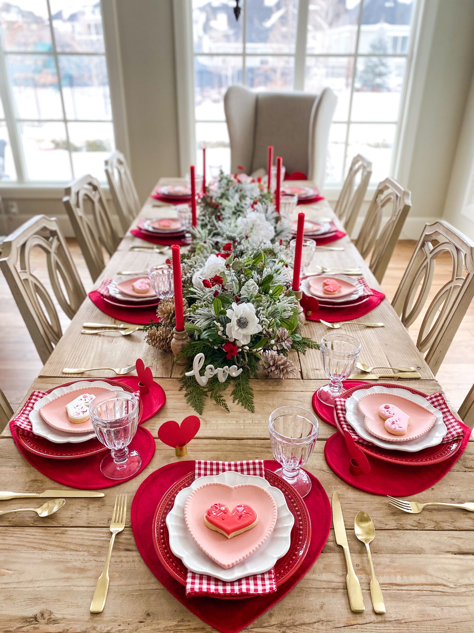 Red, White, and Pink Valentines Day Tablescape Ideas - Home With Holly J