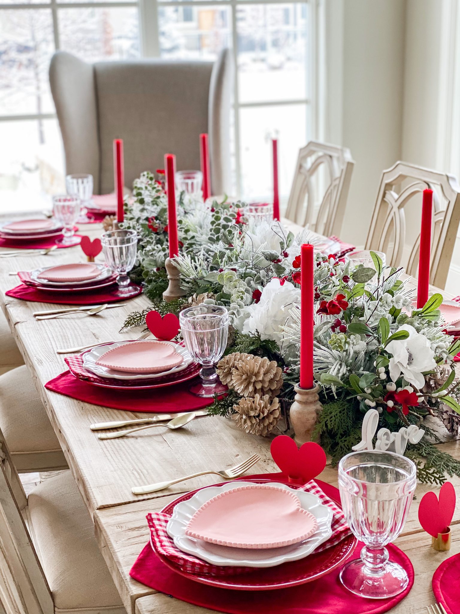 Red, White, and Pink Valentines Day Tablescape Ideas - Home With Holly J