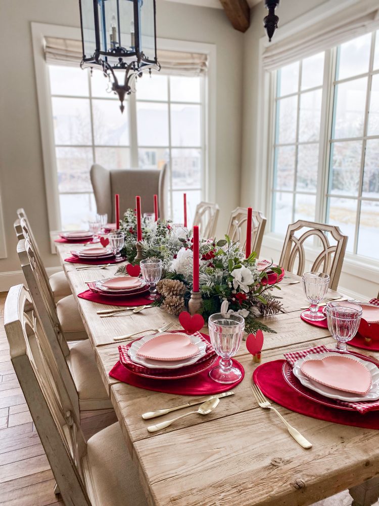 Red, White, and Pink Valentines Day Tablescape Ideas - Home With Holly J