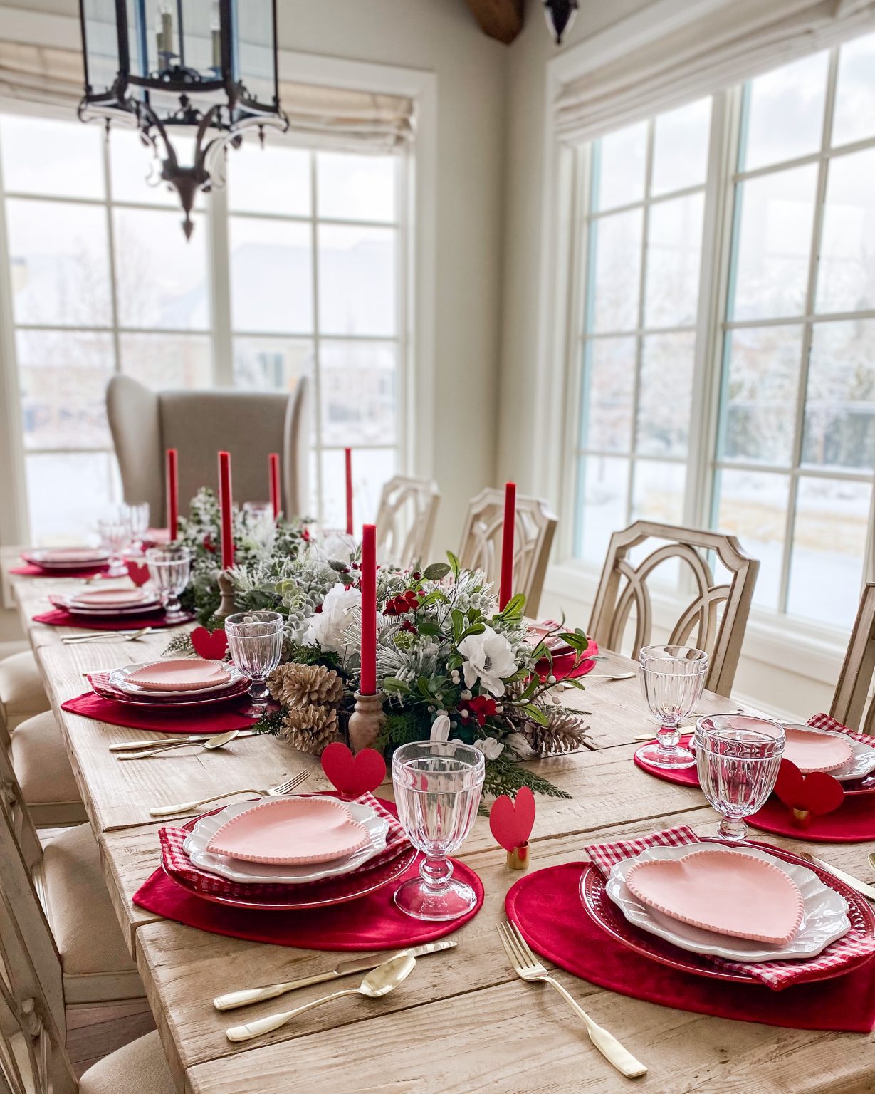 Red, White, and Pink Valentines Day Tablescape Ideas - Home With Holly J