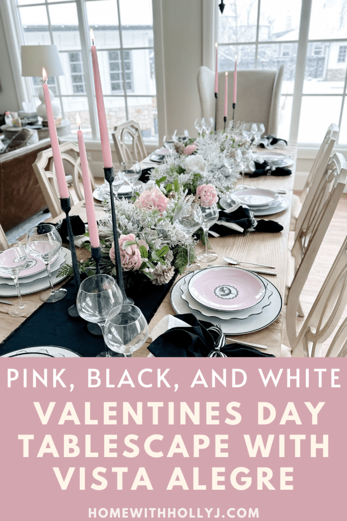 Pink, Black, and White Tablescape with Vista Alegre - Home With Holly J