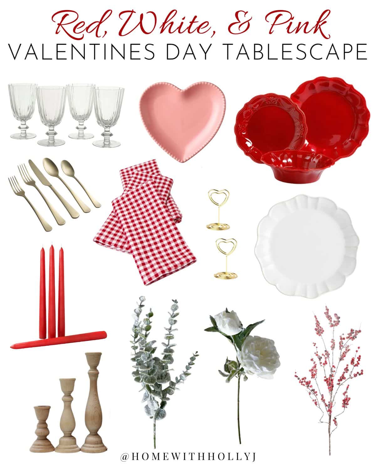 Red, White, and Pink Valentines Day Tablescape Ideas - Home With Holly J