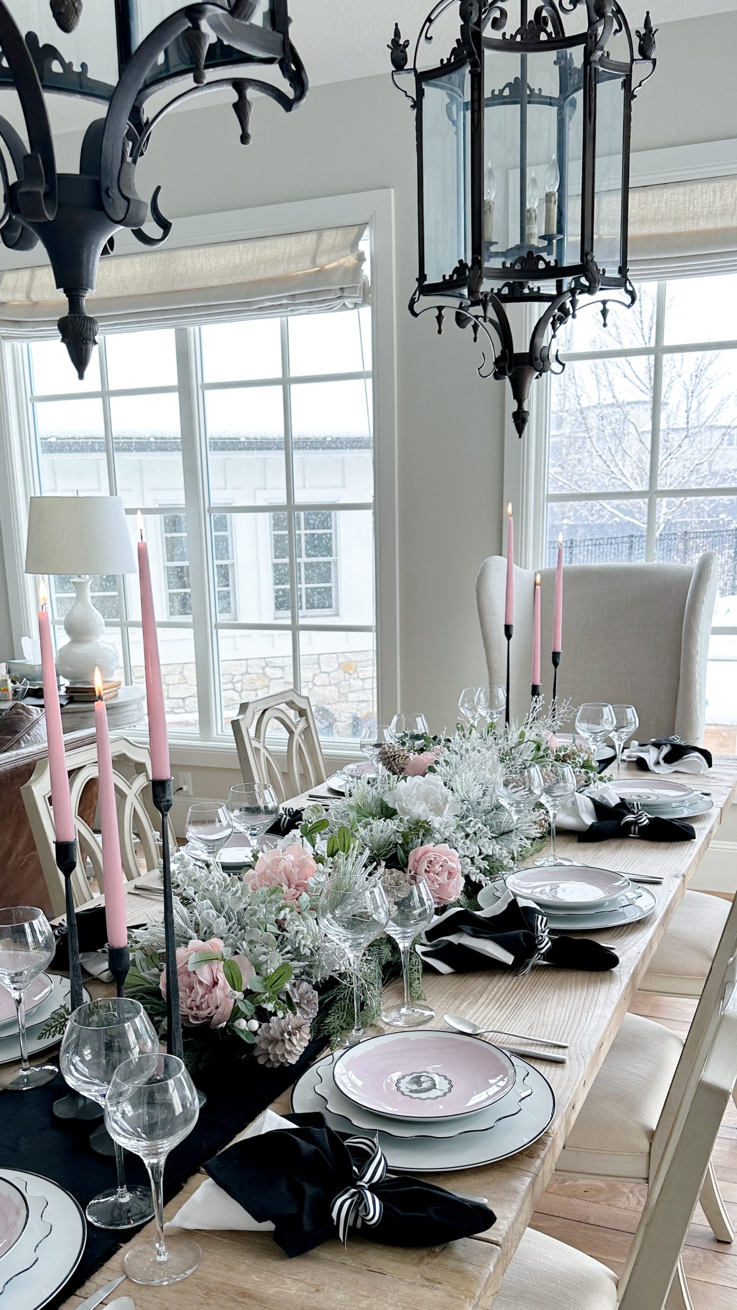 Pink, Black, and White Tablescape with Vista Alegre - Home With Holly J