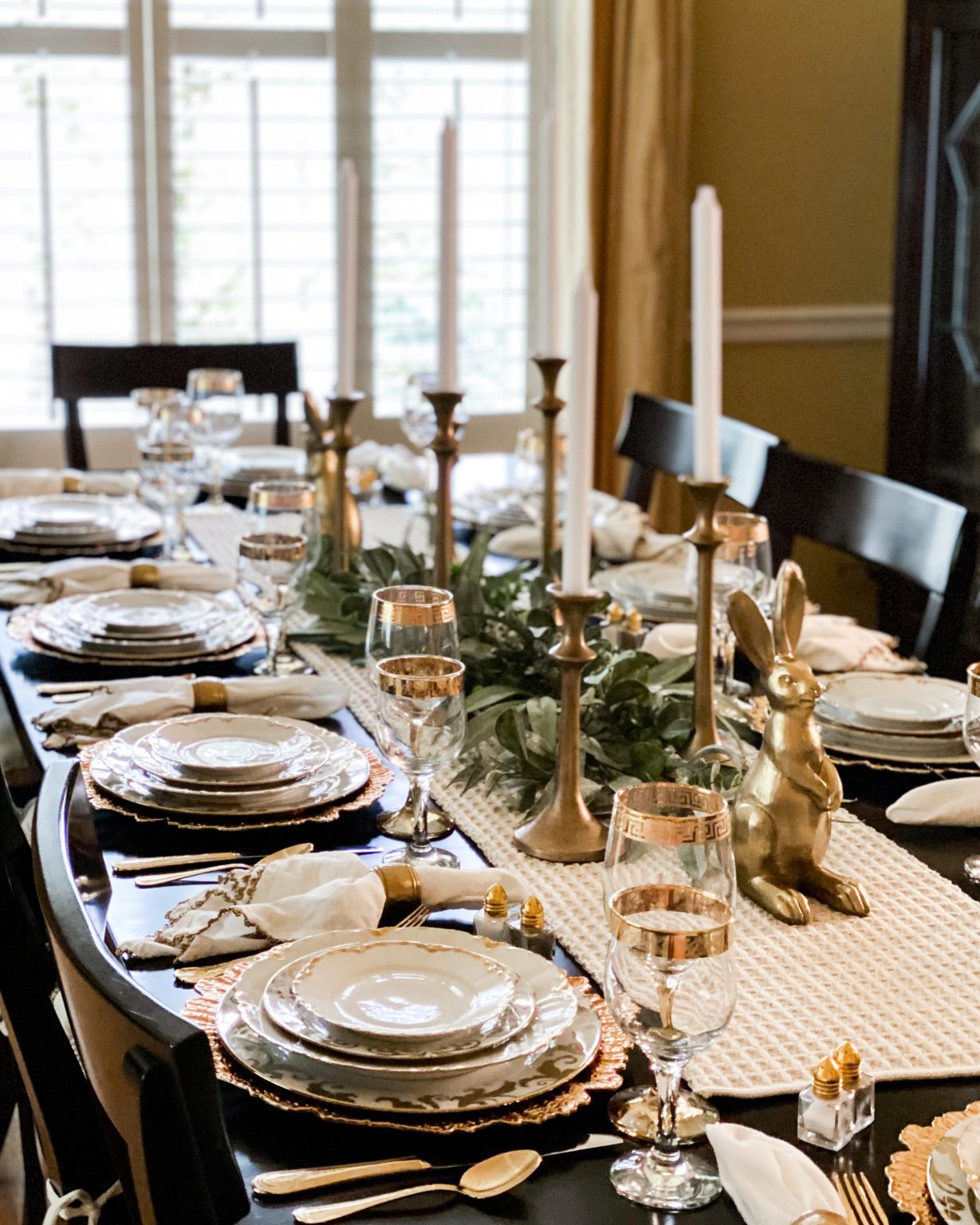 Gold and White Elegant Easter Table Decor - Home With Holly J