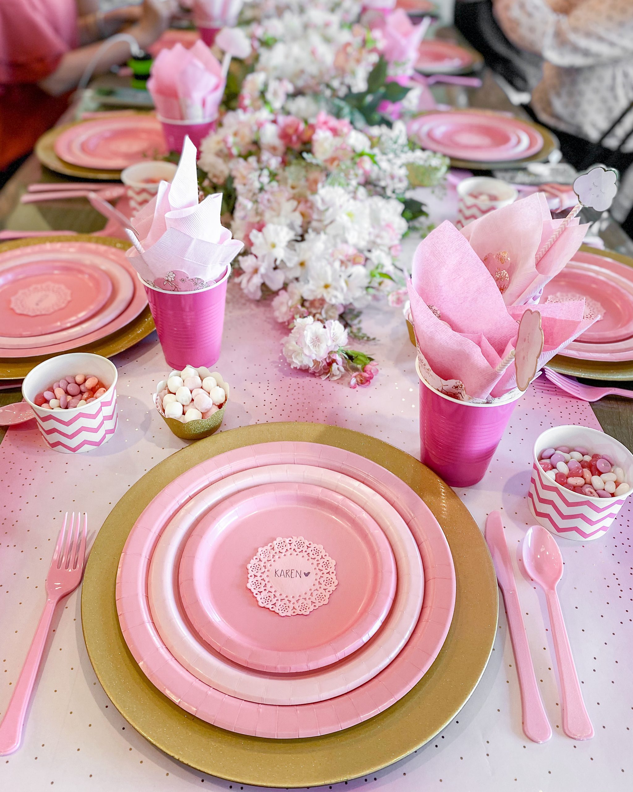 Creating a Charming Pink Paper Plate Tablescape - Home With Holly J