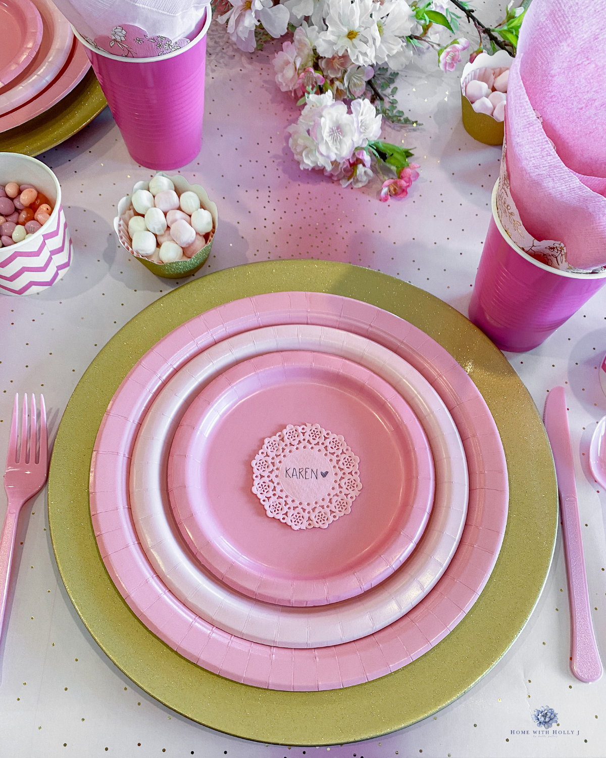 Pink Paper Plate Tablescape