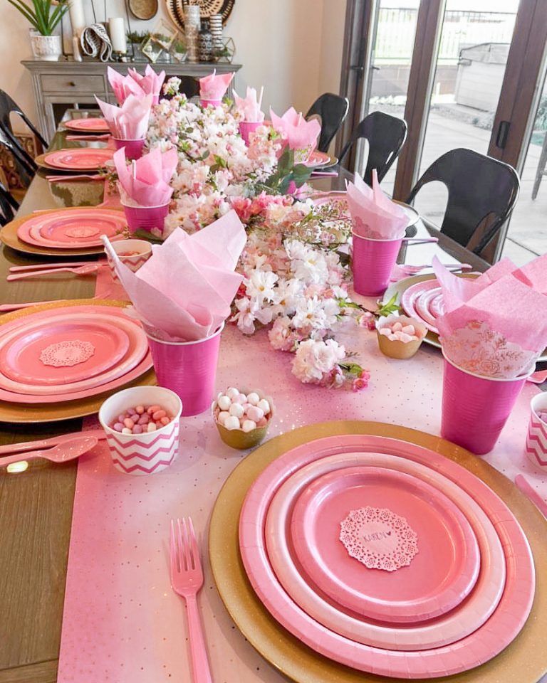 Creating a Charming Pink Paper Plate Tablescape - Home With Holly J