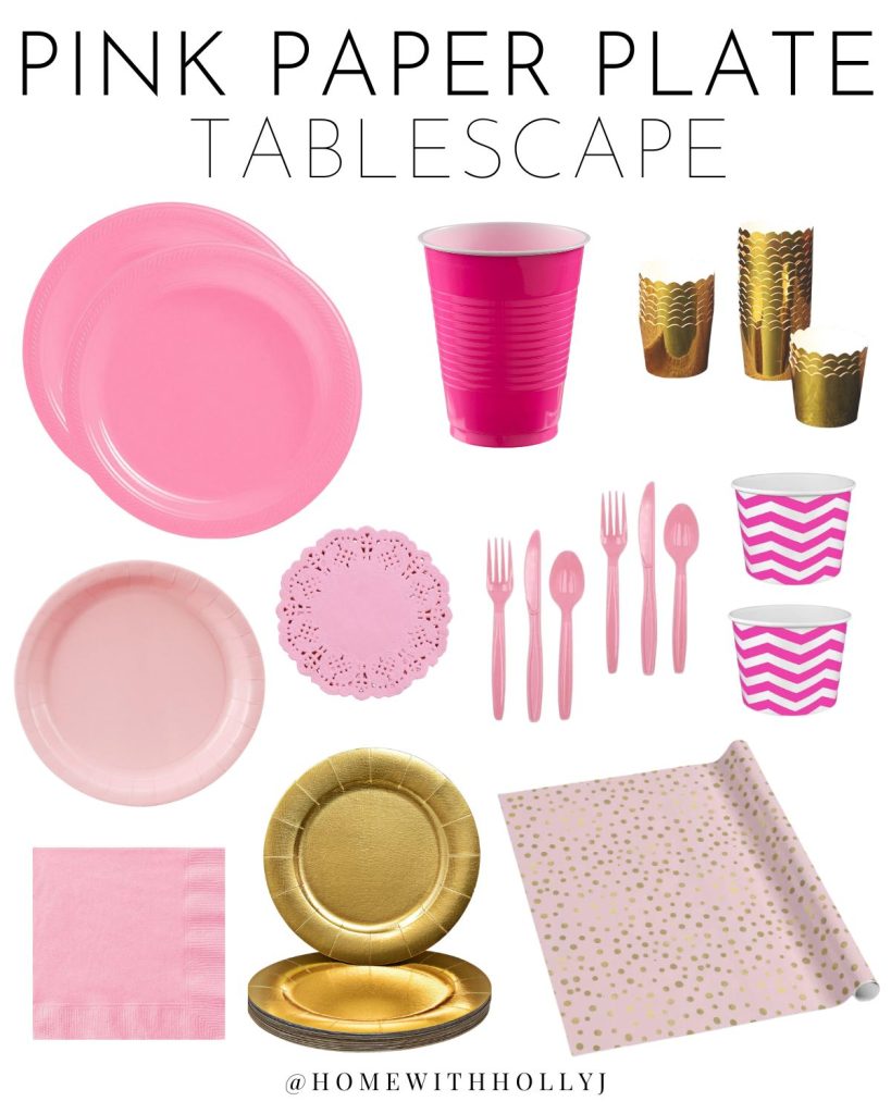 Creating a Charming Pink Paper Plate Tablescape - Home With Holly J