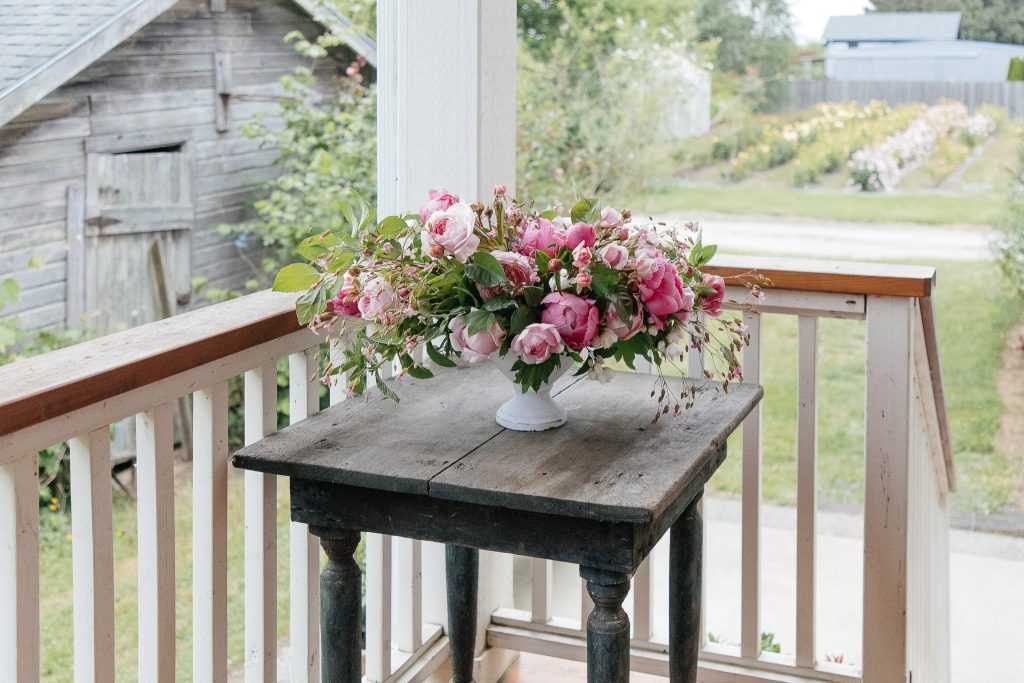 pink peony and rose Flower arrangement