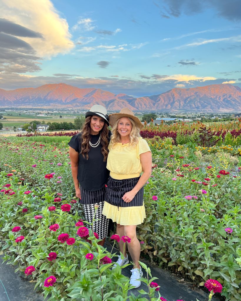 friends at a flower farm