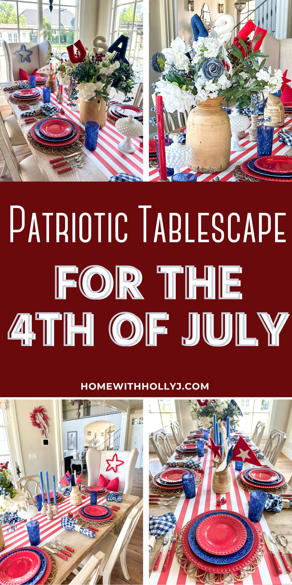 Create a stunning and Patriotic Fourth of July tablescape with a mix of red, white, and blue dishes from the Fantasy and Rua Nova collections.