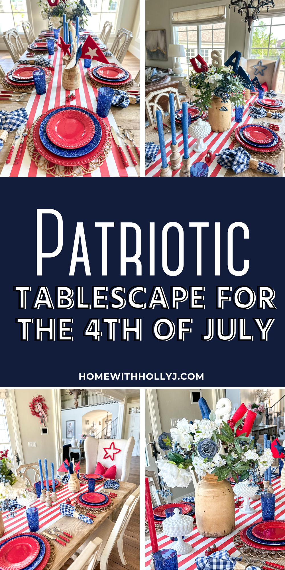 Create a stunning and Patriotic Fourth of July tablescape with a mix of red, white, and blue dishes from the Fantasy and Rua Nova collections.