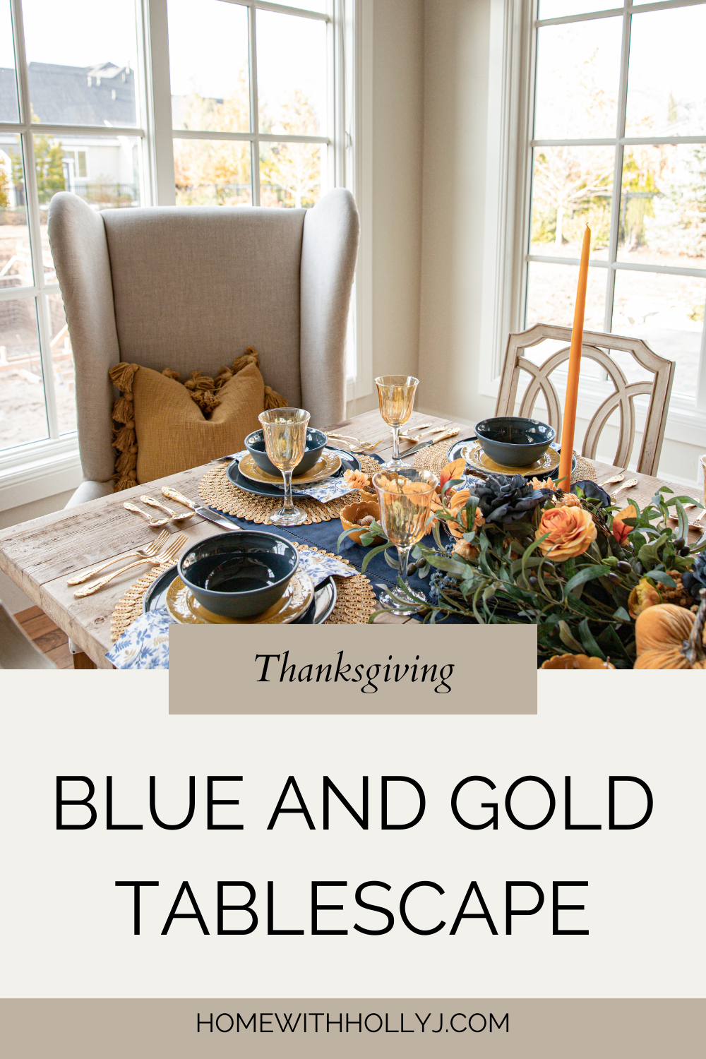Fall is here, and it’s the perfect time to embrace the season's beauty with a cozy and stylish tablescape! For this blog post, I’m sharing a Blue and Harvest Gold Fall Tablescape that’s elegant, versatile, and perfect for transitioning from fall into Thanksgiving. This color palette combines soft navy blue with warm harvest gold, creating a stunning and unique aesthetic for Elegant Thanksgiving table decor.