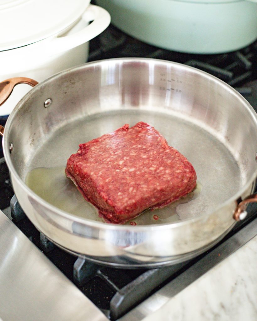 ground beef in pan