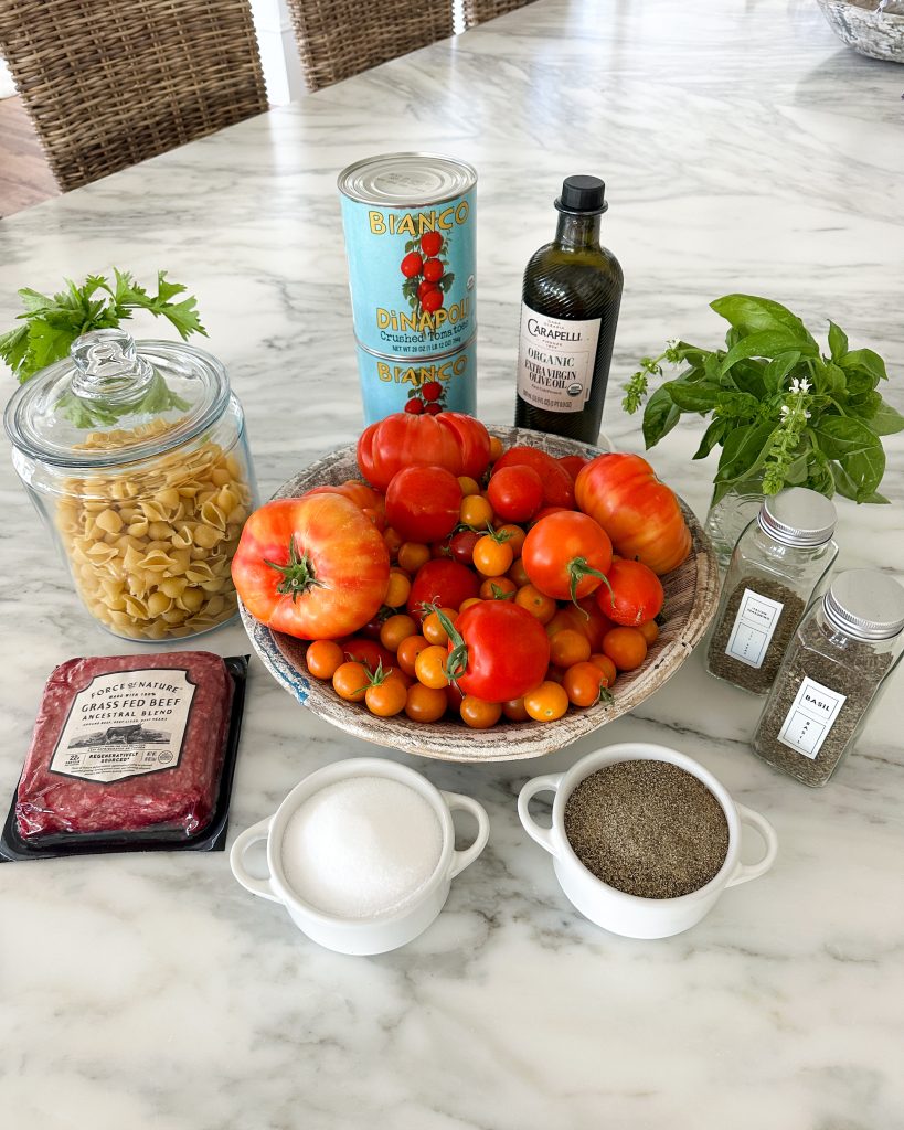 Mise en place of ingredients