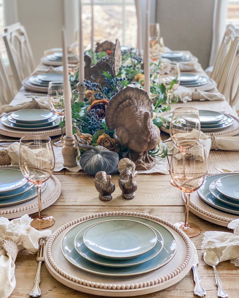 Dusty Blue Thanksgiving Table