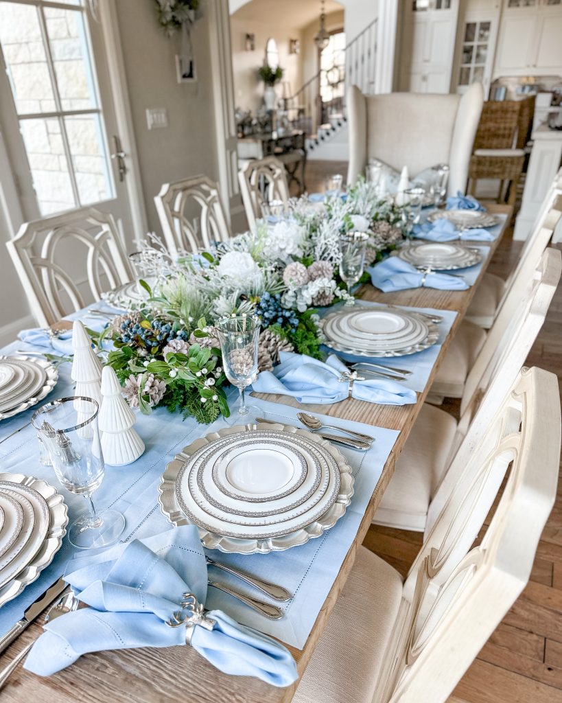 frosty blue table setting