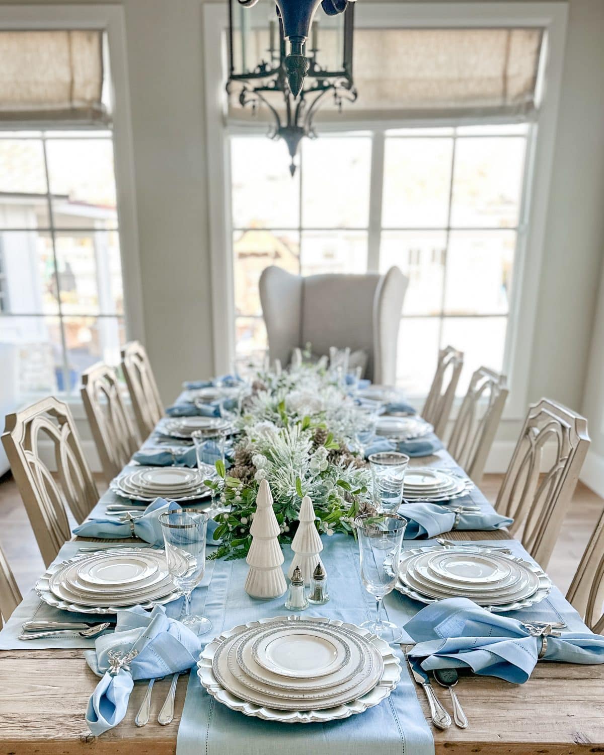 Blue and Silver Christmas Table Decor Ideas - Home With Holly J