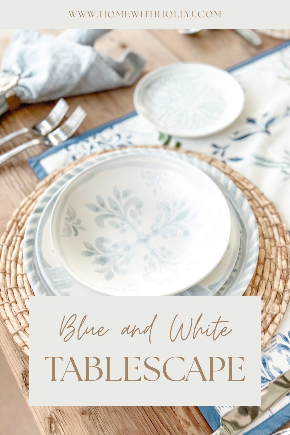 Design a fresh, bright, and inviting spring tablescape with chambray blue and white decor. Get inspired to create your own now.
