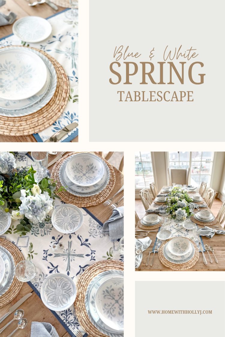 Design a fresh, bright, and inviting spring tablescape with chambray blue and white decor. Get inspired to create your own now.