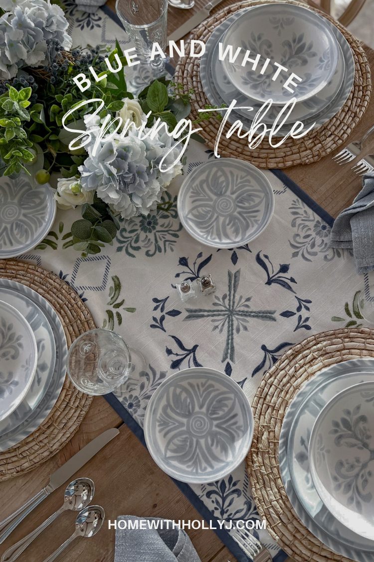 Design a fresh, bright, and inviting spring tablescape with chambray blue and white decor. Get inspired to create your own now.