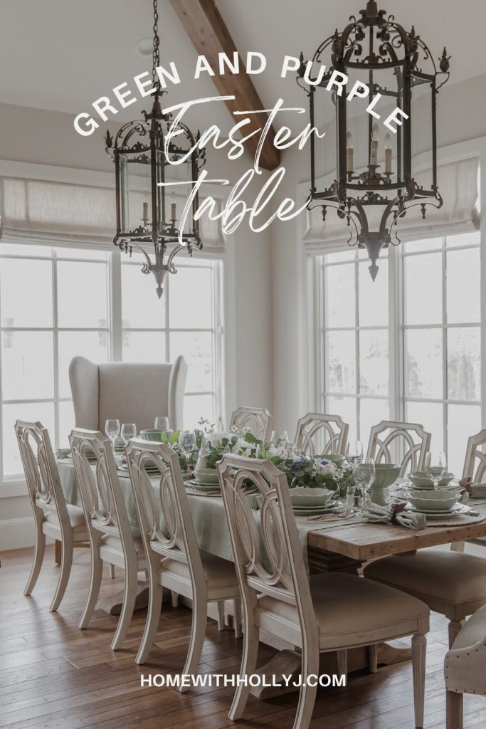 Sage Green with Purple Hues spring and easter tablescape