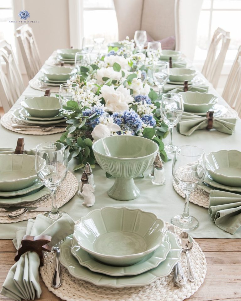 Sage Green with Purple Hues Easter & Spring Tablescape