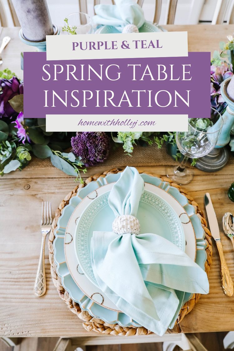A pastel mix of teal and lavender that will bring you right into Easter and Spring. Sharing a spring tablescape you don't want to miss.